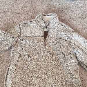 Plush Cream Sherpa Half-Zip Hoodie